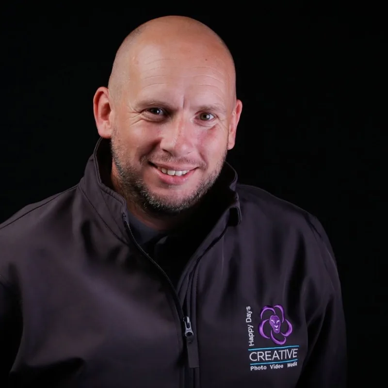 Lee Brooker, wearing a Happy Days Creative jacket.